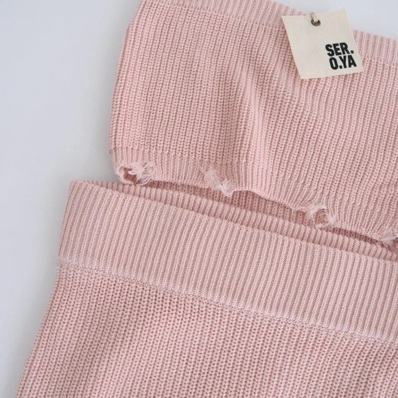 SER.O.YA Lola Dress 2 Piece Matching  Set Distressed Crop Top & Mini Skirt M NWT - Picture 8 of 11